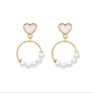 3/$30 Heart Shaped Simulated Pearl Earrings